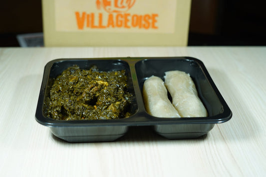 Eru mit water Fufu (Kassava)